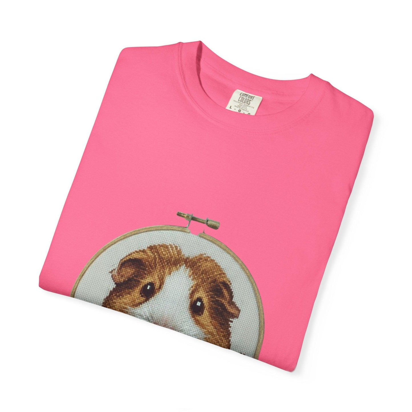 Guinea Pig Portrait T-shirt | Embroidery Hoop Style, Cute Pet Graphic