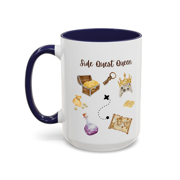 'Side Quest Queen' Accent Coffee Mug