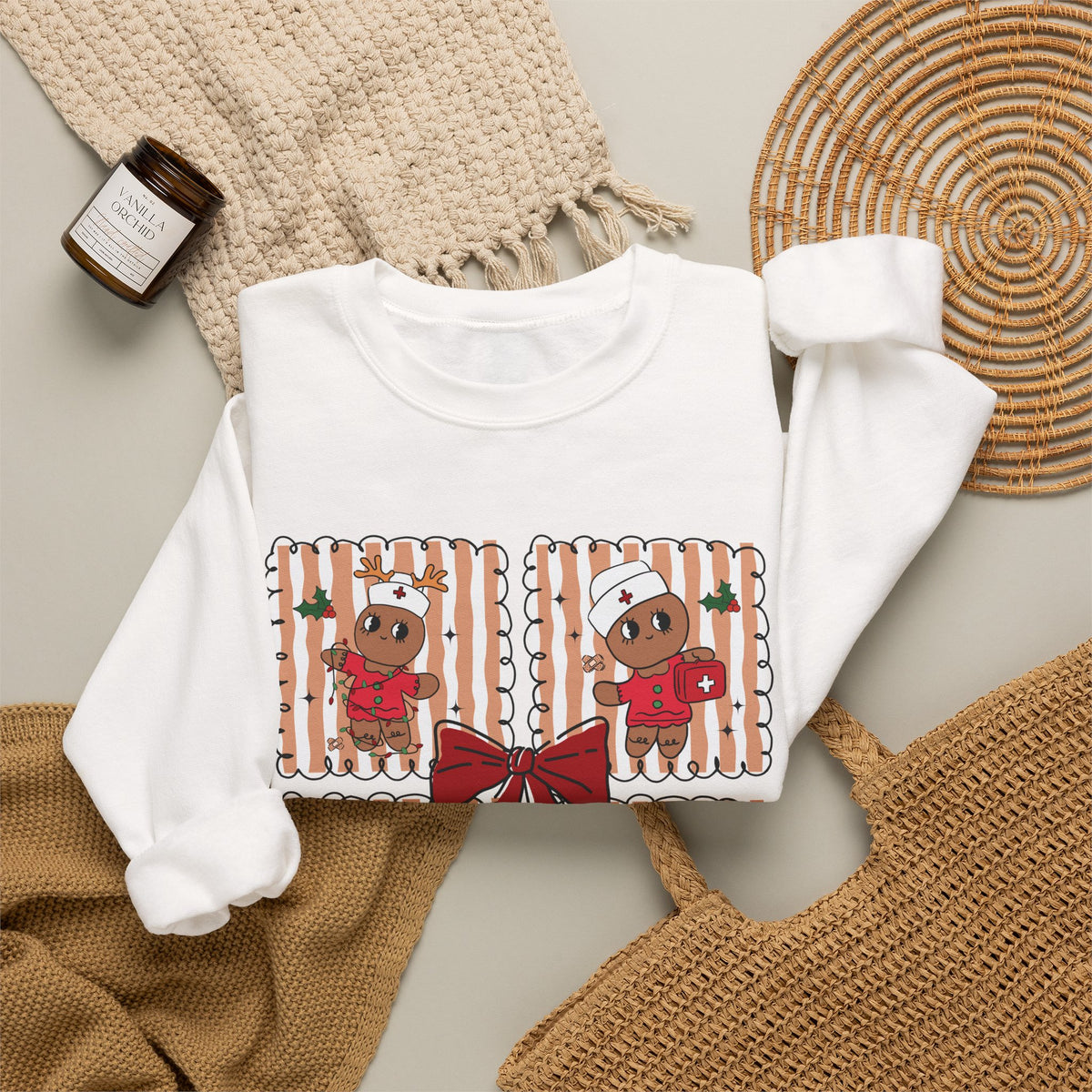 Gingerbread Christmas Sweatshirt, Cute Gingerbread Crewneck, Christmas Bow Sweatshirt, Gingerbread Man Shirt, Funny Holiday Sweater, Christmas Gift