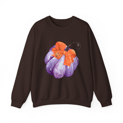 Purple Pumpkin Wrapped In A Bow Unisex Crewneck Sweatshirt