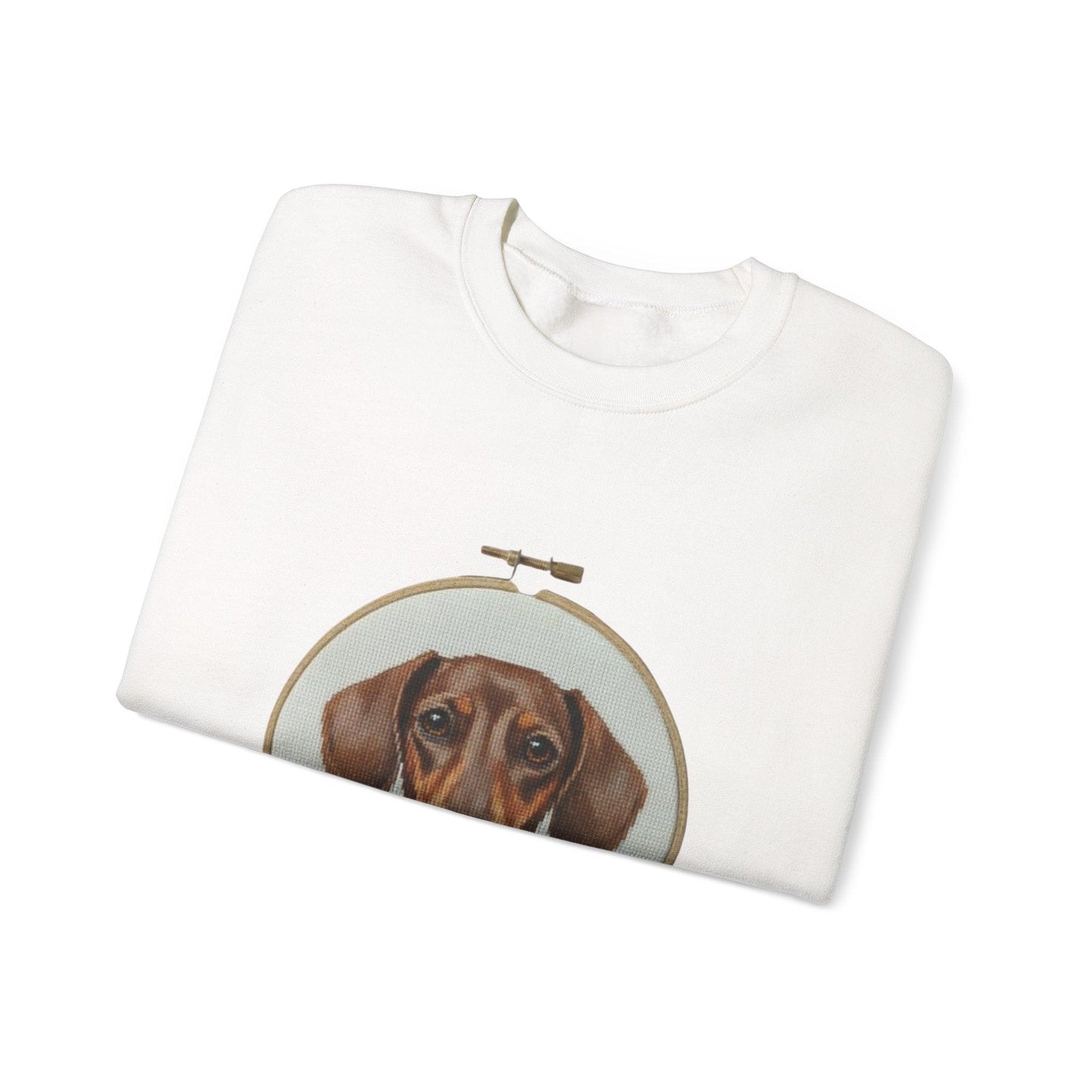 Dachshund Portrait Sweatshirt | Embroidery Hoop Dog Art, Cute Wiener Dog