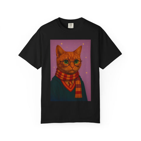 Pawgwarts Orange Cat Wizard T-Shirt