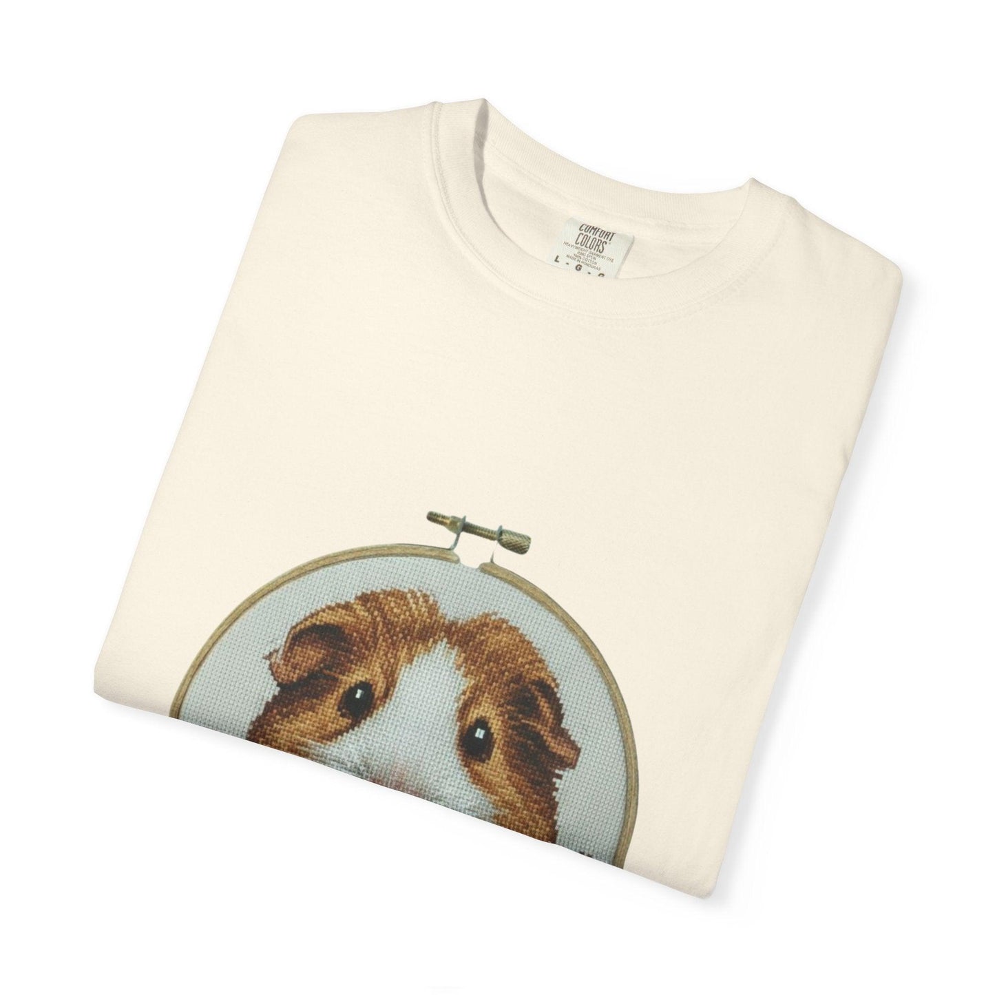 Guinea Pig Portrait T-shirt | Embroidery Hoop Style, Cute Pet Graphic