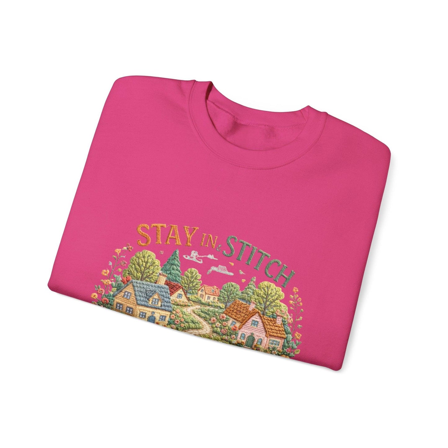Stay in Stitch cottage garden Sweatshirt | cozy village embroidery design