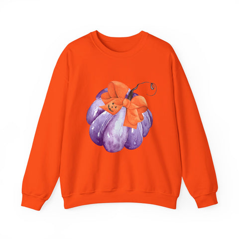 Purple Pumpkin Wrapped In A Bow Unisex Crewneck Sweatshirt
