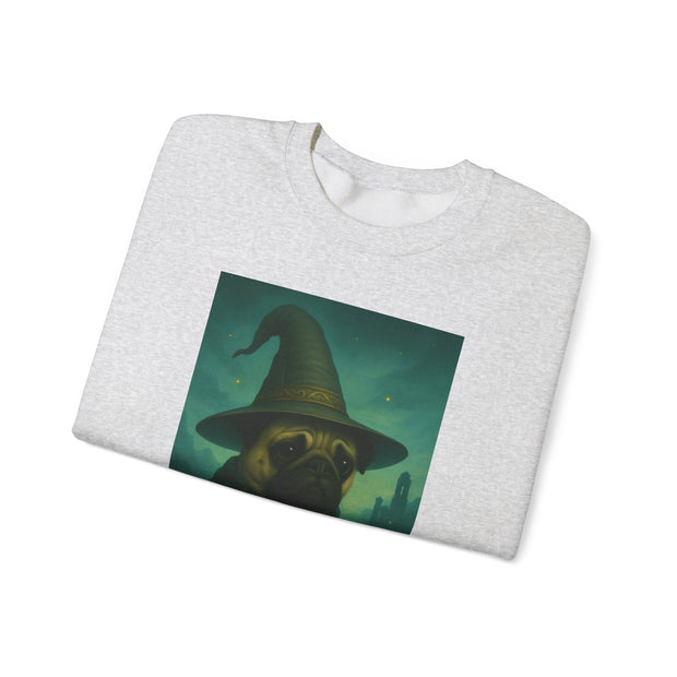 Wizard Pug Sweatshirt, Cozy Unisex Sweatshirt, Funny Pet Lover Gift, Halloween Apparel, Casual Trendy Crewneck