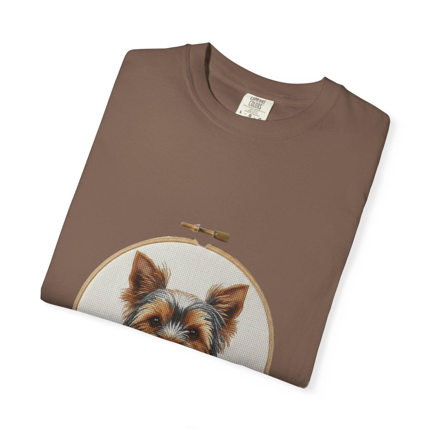 Yorkshire Terrier Portrait T-Shirt | Embroidery Hoop Dog Illustration
