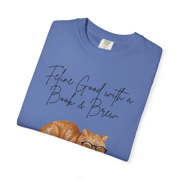 'Feline Good with a Book & Brew' Unisex T-Shirt