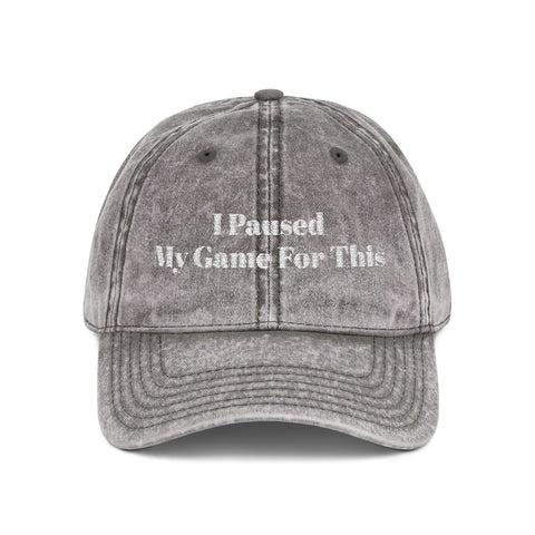 'I Paused My Game For This' Vintage Embroidered Cap