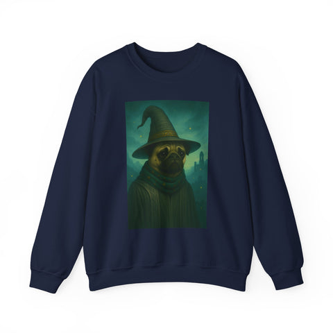 Wizard Pug Sweatshirt, Cozy Unisex Sweatshirt, Funny Pet Lover Gift, Halloween Apparel, Casual Trendy Crewneck