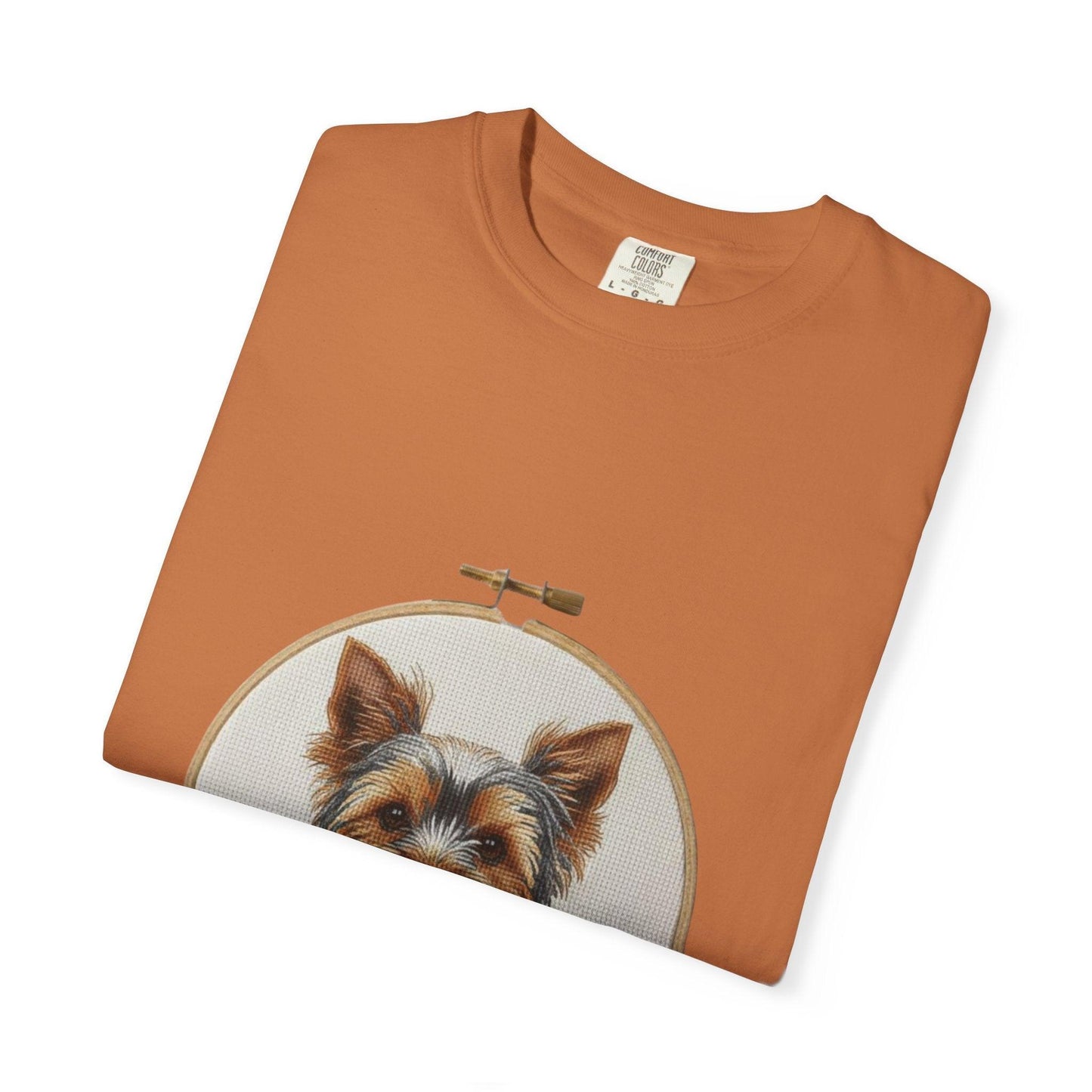 Yorkshire Terrier Portrait T-Shirt | Embroidery Hoop Dog Illustration