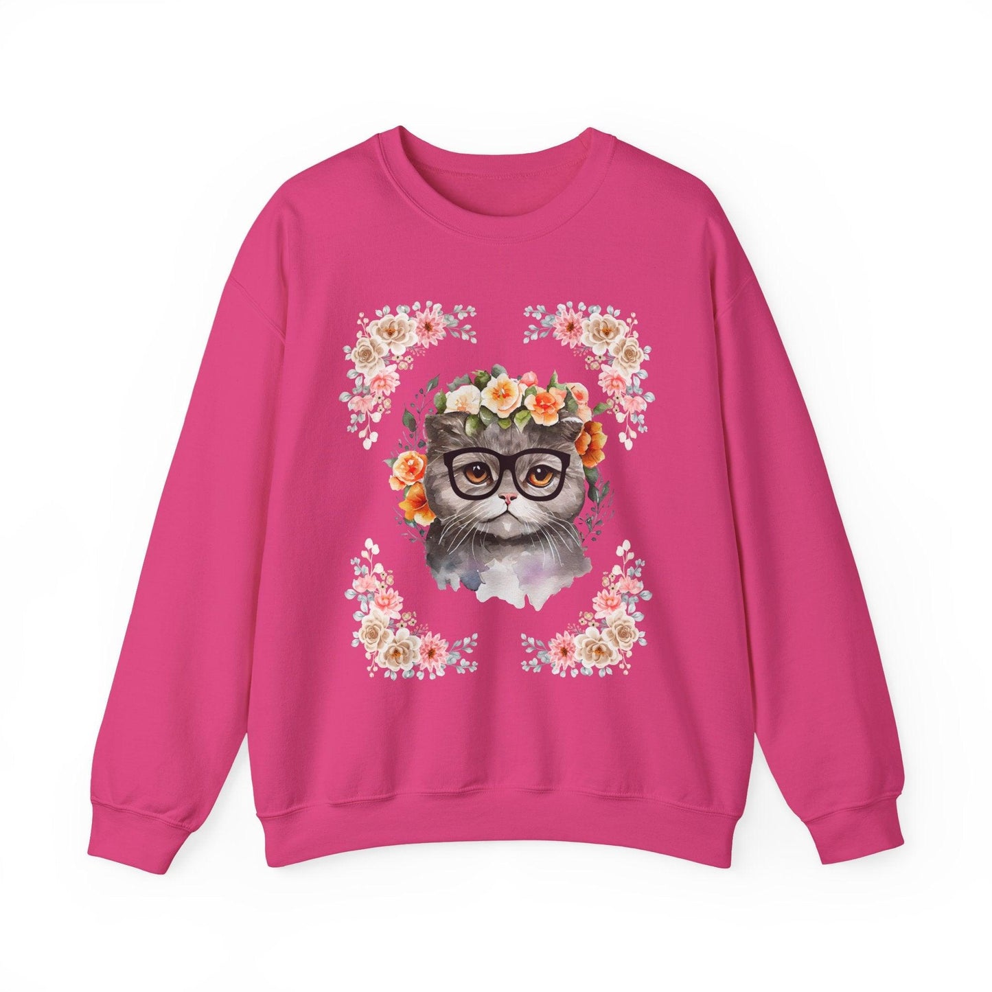 Geek Goddess Gray Cat Unisex Crewneck Sweatshirt