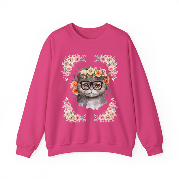 Geek Goddess Gray Cat Unisex Crewneck Sweatshirt