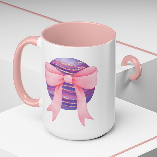 Pink/Purple Planet Wrapped In A Bow Accent Coffee Mug