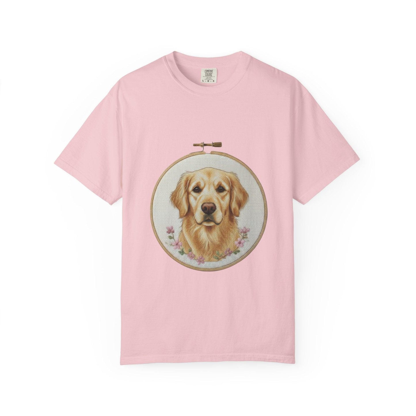 Golden Retriever Portrait T-Shirt | Embroidery Hoop Dog Art