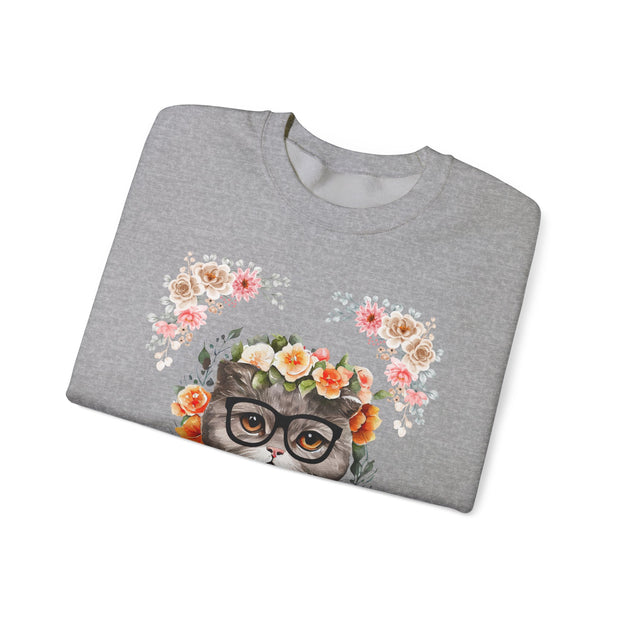 Geek Goddess Gray Cat Unisex Crewneck Sweatshirt