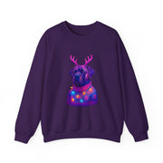 Neon Reindeer English Mastiff Sweatshirt | Dog with Antlers, Holiday Lights Sweater