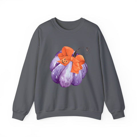 Purple Pumpkin Wrapped In A Bow Unisex Crewneck Sweatshirt