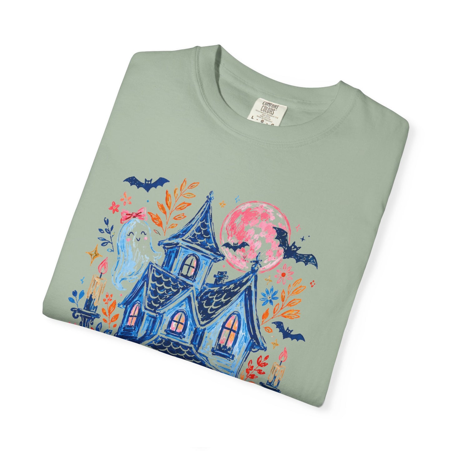 Spooky Haunted House Halloween T-Shirt | Ghosts, Pumpkins, Bats