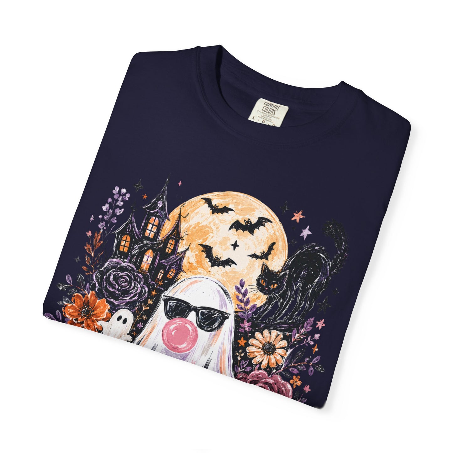Cute Sunglasses Ghost Halloween T-shirt | Pumpkin, Black Cat, Haunted House