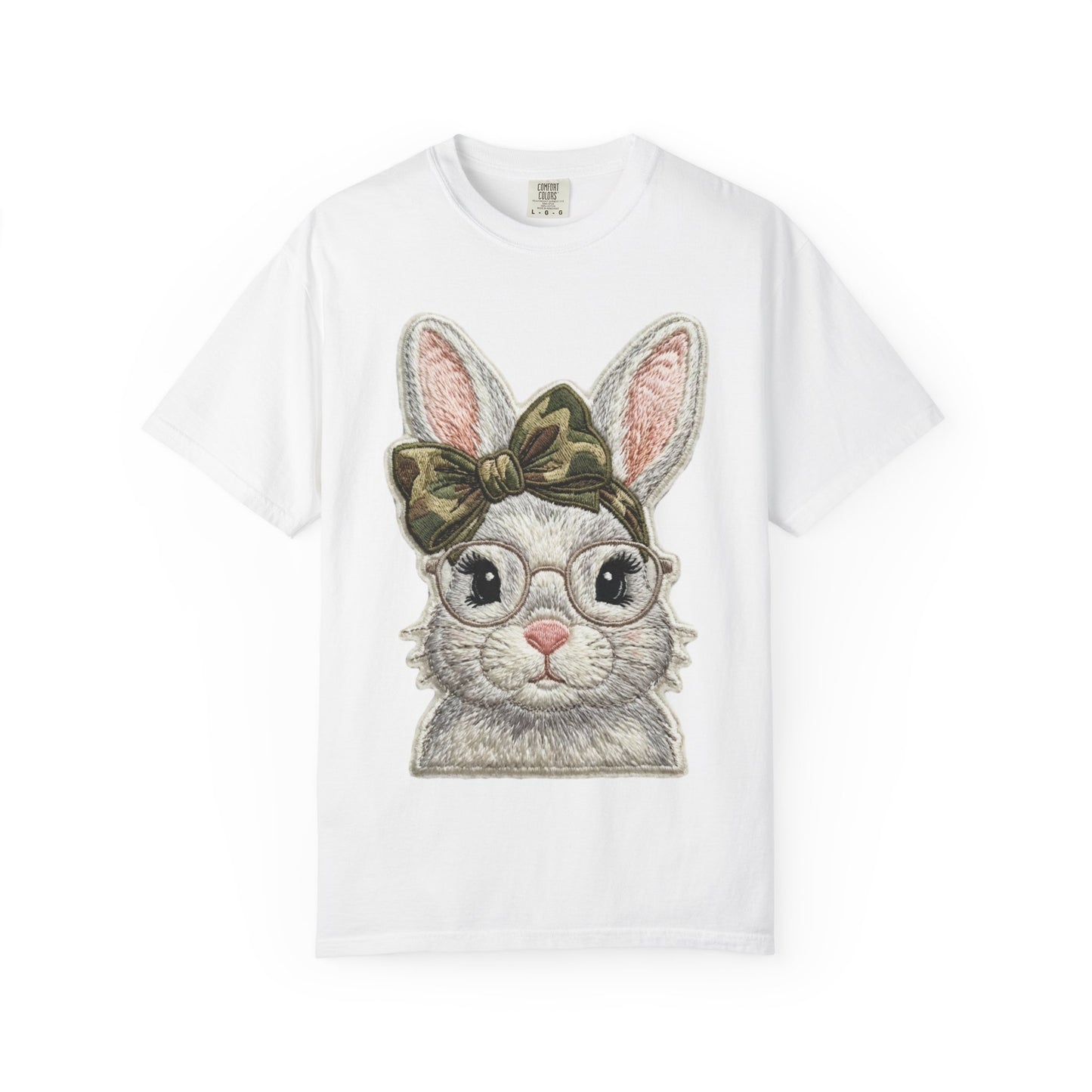 Hipster Bunny Illustration T-Shirt | Bunny with Glasses and Bow