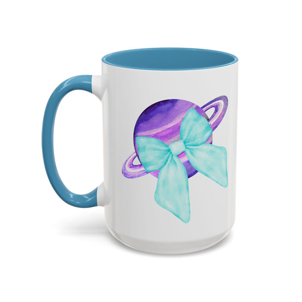 Purple Saturn Wrapped In A Bow Accent Coffee Mug