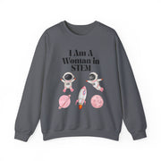"I Am A Woman in STEM" Astronaut Unisex Crewneck Sweatshirt