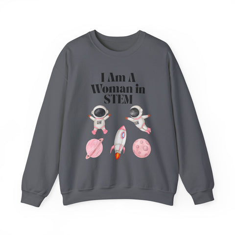 "I Am A Woman in STEM" Astronaut Unisex Crewneck Sweatshirt