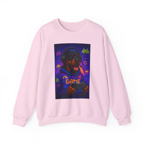 Game On! Unisex Rottweiler Gamer Sweatshirt, Video Game Gift, Cozy Crewneck, Gift for Gamers, Fun Gaming Apparel