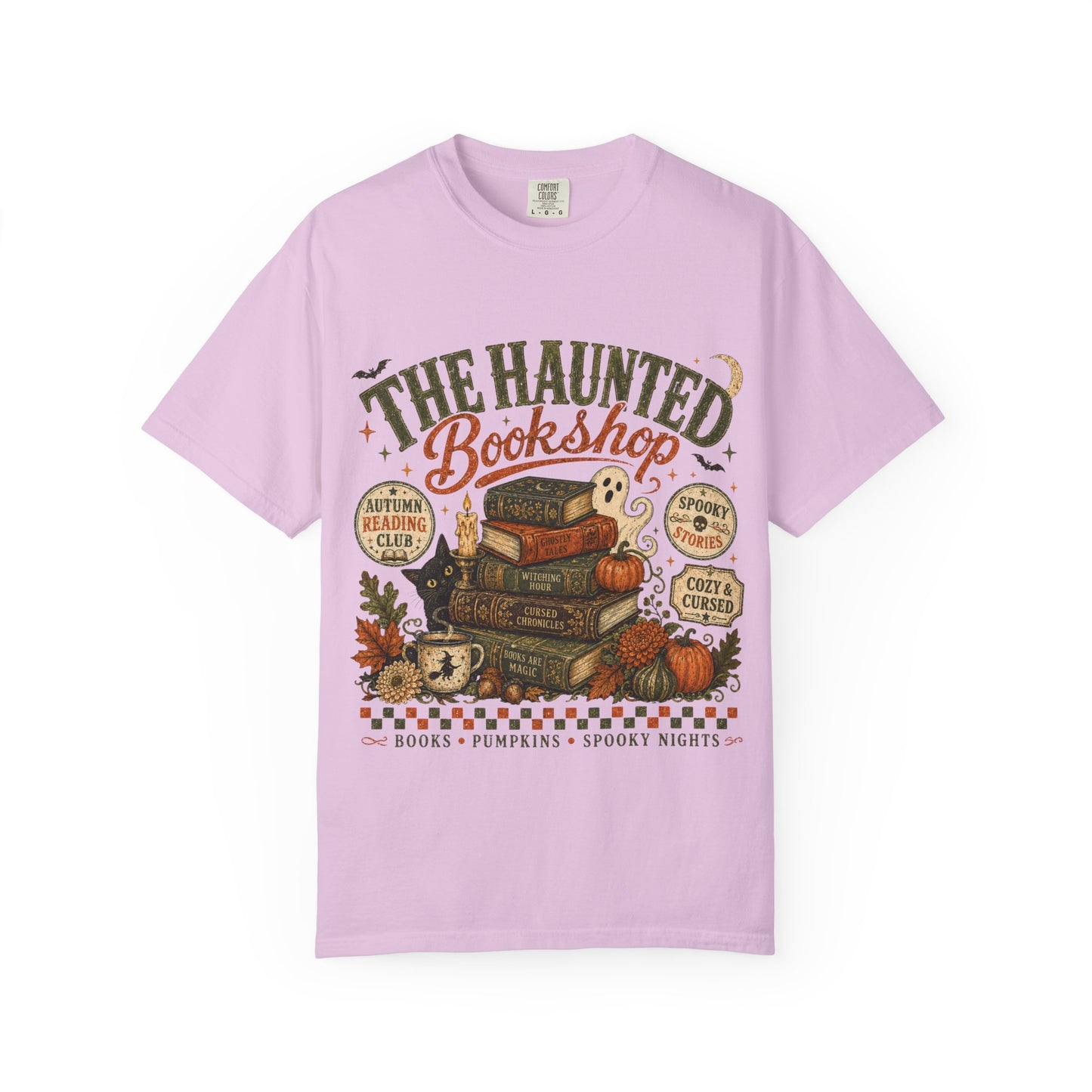 The Haunted Bookshop T-Shirt, Spooky Book Lover Shirt, Cozy Autumn Reading Tee, Halloween Bookstore Graphic, BookTok Reader Gift
