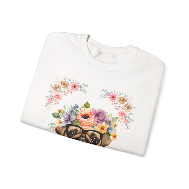 Geeky Goddess Pug Unisex Crewneck Sweatshirt