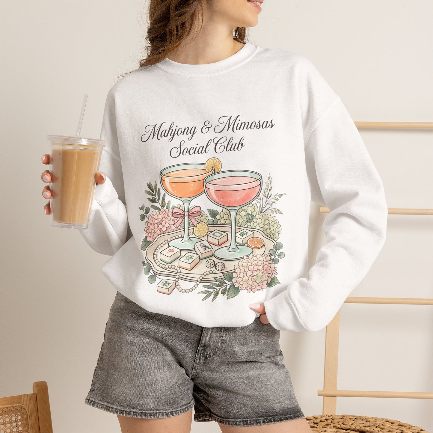 Mahjong & Mimosas Sweatshirt, Mahjong Club Crewneck, Brunch Girl Pullover