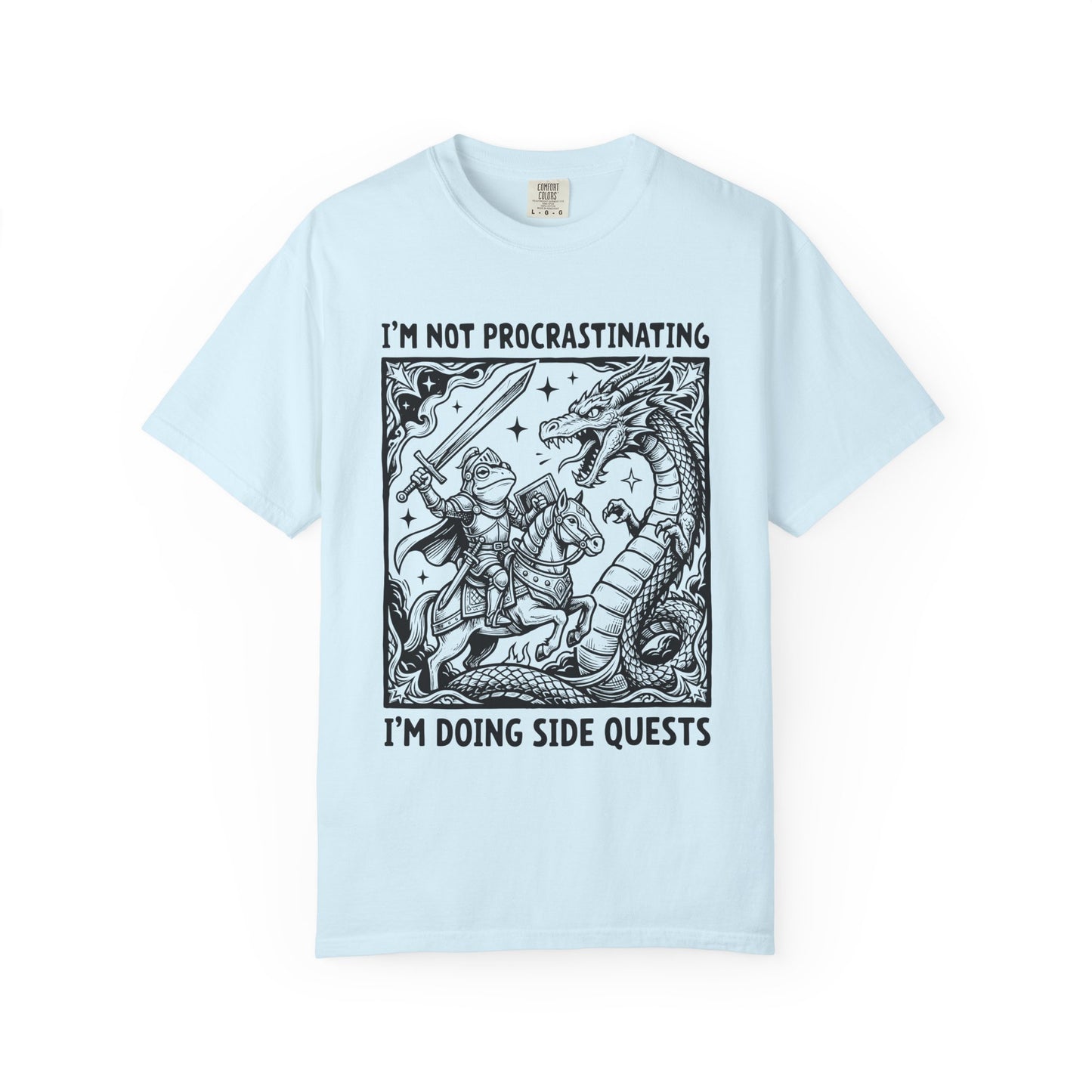 I'm Not Procrastinating I'm Doing Side Quests T-Shirt, Funny Gamer Tee, RPG Knight vs Dragon Shirt, Fantasy Gaming Graphic T-Shirt, Nerd Gift