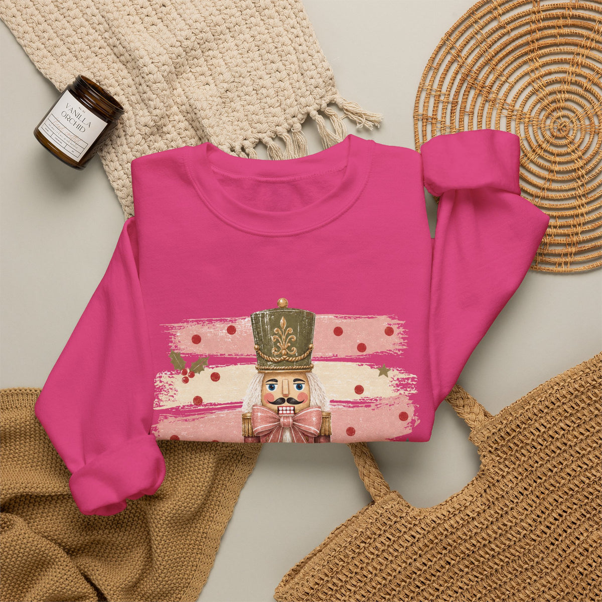 Coquette Nutcracker Sweatshirt, Pink Bow Christmas Crewneck, Nutcracker Christmas Shirt, Girly Holiday Sweatshirt, Vintage Christmas Gift