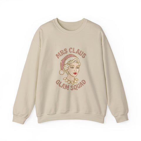Mrs Claus Glam Squad Sweatshirt | Retro Mrs. Claus Illustration, Christmas Holiday Crewneck