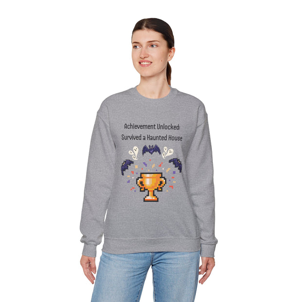 'Achievement Unlocked: Survived A Haunted House' Unisex Crewneck Sweatshirt
