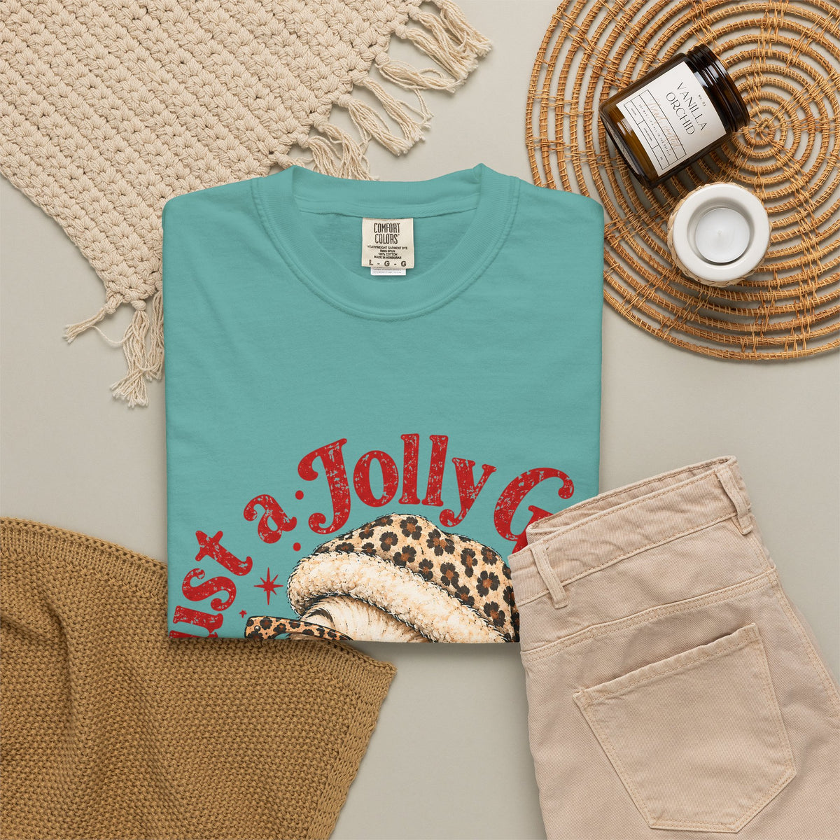 Jolly Goose Christmas Shirt, Funny Christmas Goose Tee, Leopard Santa Goose Shirt, Goose Lover Gift, Retro Holiday T-Shirt