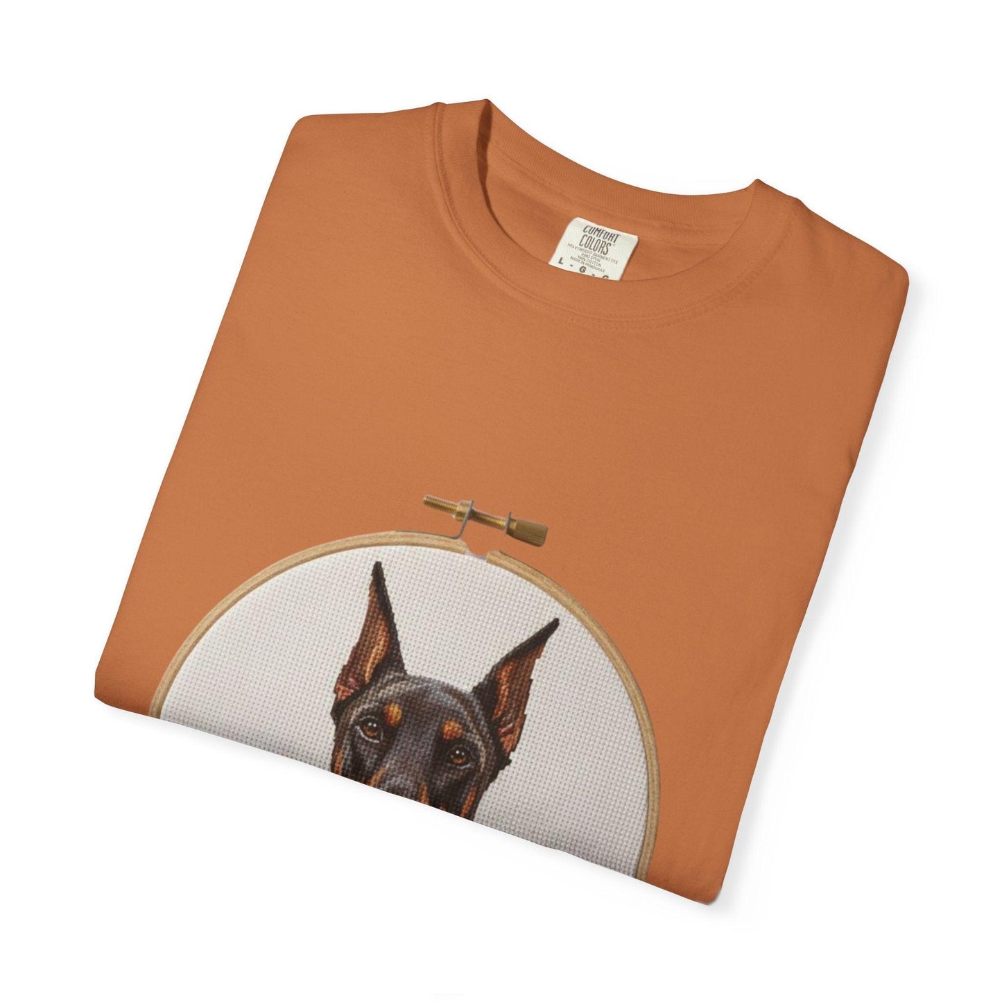 Doberman Portrait T-shirt | Embroidery Hoop Dog Illustration