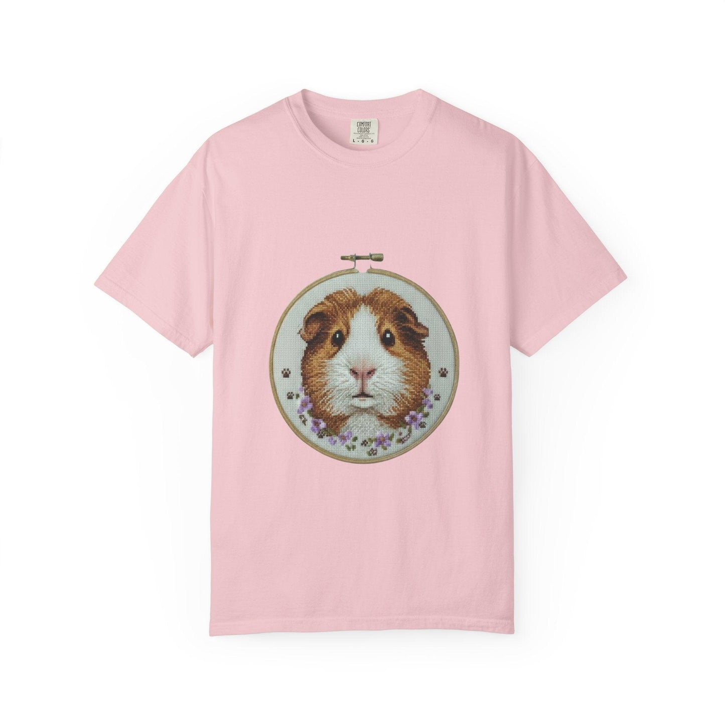 Guinea Pig Portrait T-shirt | Embroidery Hoop Style, Cute Pet Graphic
