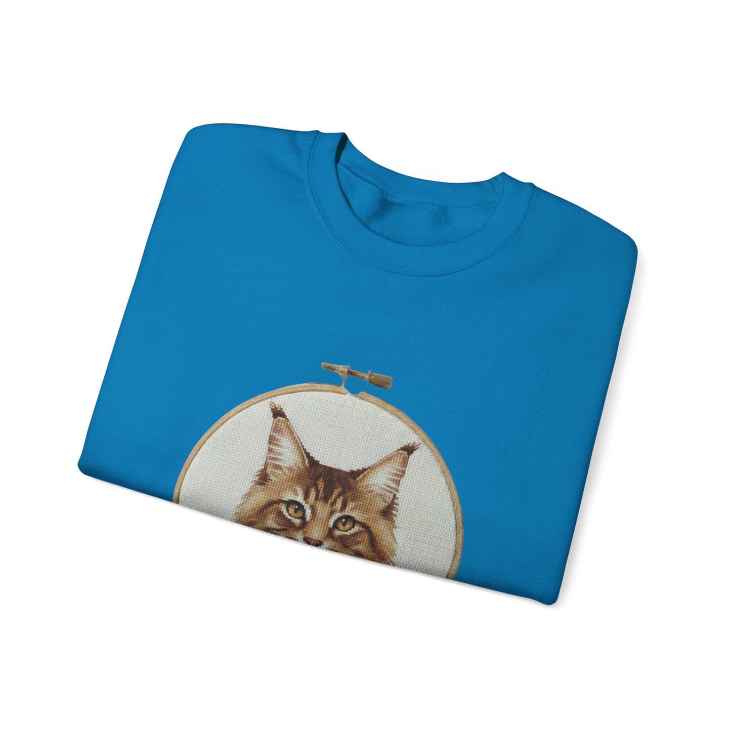 Embroidered Maine Coon Cat Portrait Sweatshirt | Floral Hoop Art