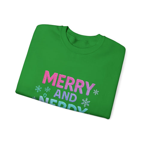 Festive Gamer Crewneck Sweatshirt - Merry and Nerdy, Unisex Sweatshirt, Holiday Apparel, Gaming Sweatshirt, Cozy Gift for Gamers
