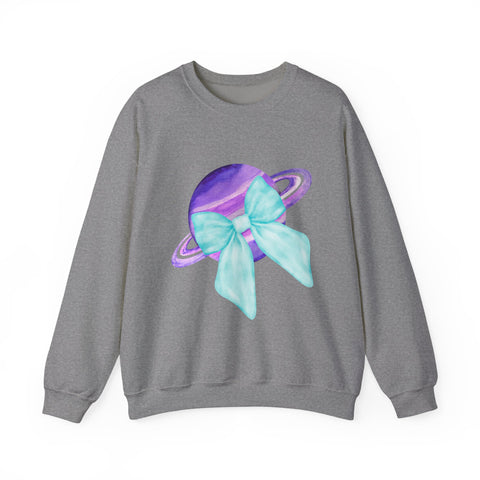 Purple Saturn Wrapped In A Bow Sweatshirt