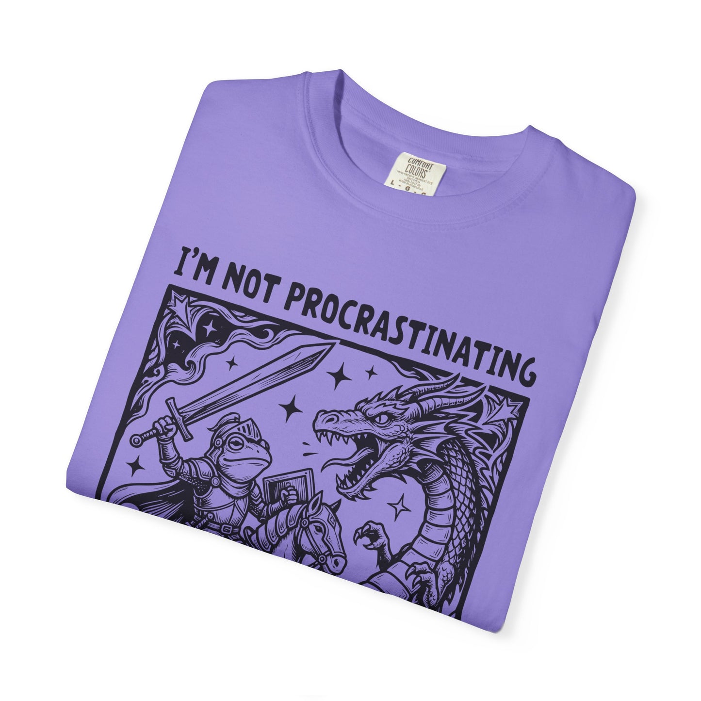 I'm Not Procrastinating I'm Doing Side Quests T-Shirt, Funny Gamer Tee, RPG Knight vs Dragon Shirt, Fantasy Gaming Graphic T-Shirt, Nerd Gift