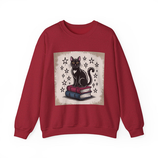 Cat and Book Lover's Crewneck Sweatshirt