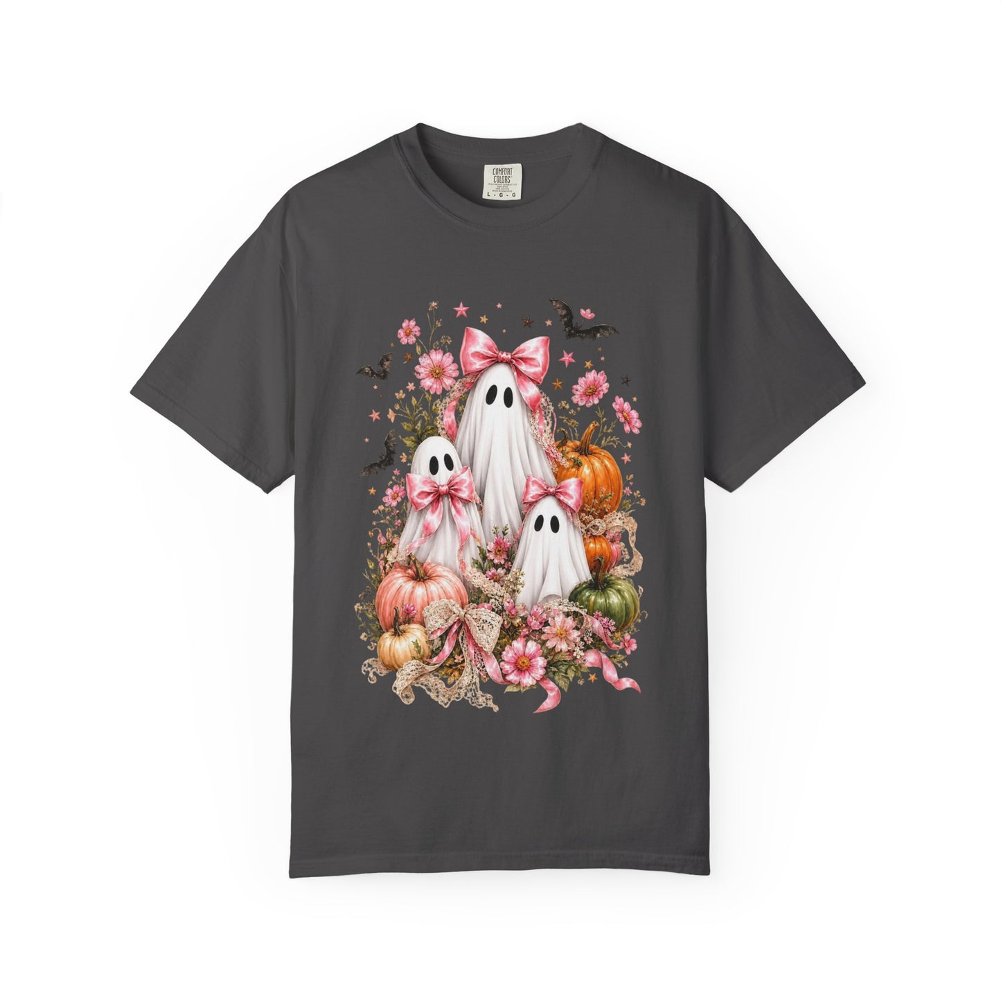 Coquette Ghost Halloween Shirt, Pink Bow Ghost T-Shirt, Cute Spooky Season Tee, Girly Halloween Pumpkin Graphic, Fall Aesthetic Shirt