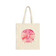 Pink Planet Wrapped In A Bow Cotton Canvas Tote Bag