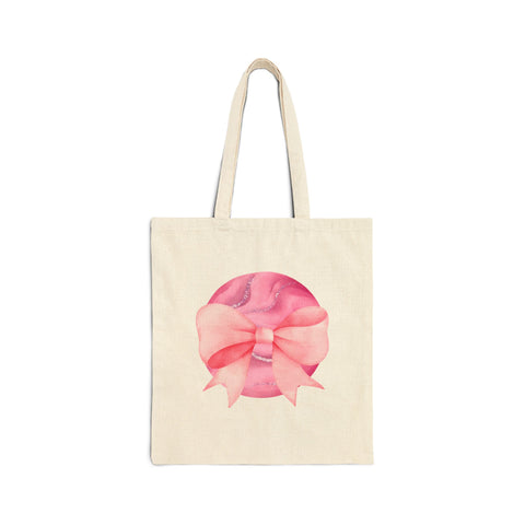 Pink Planet Wrapped In A Bow Cotton Canvas Tote Bag
