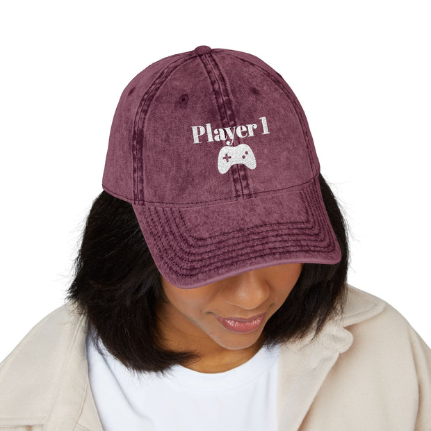 'Player 1' Vintage Embroidered Cap