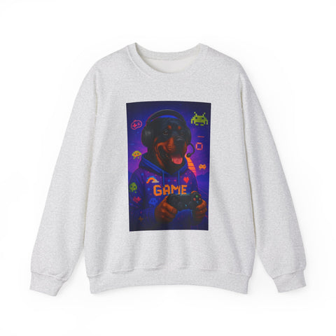 Game On! Unisex Rottweiler Gamer Sweatshirt, Video Game Gift, Cozy Crewneck, Gift for Gamers, Fun Gaming Apparel