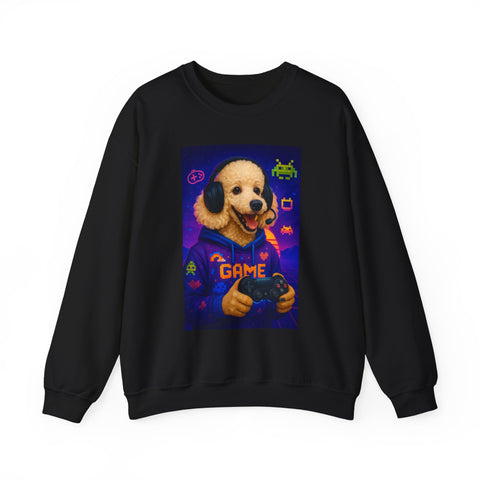 Gamer Dog Sweatshirt, Unisex Crewneck, Cute Gaming Apparel, Gift for Pet Lovers, Funny Sweatshirt, Cozy Gaming Clothing